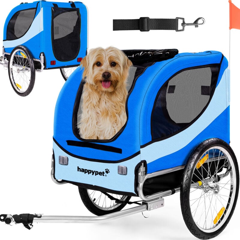 Happypet - Hundefahrradanhänger mit Anhängerkupplung | Hunde Fahrradanhänger klappbar | Anhänger für Hunde | Hundeanhänger | Hundebuggy mit