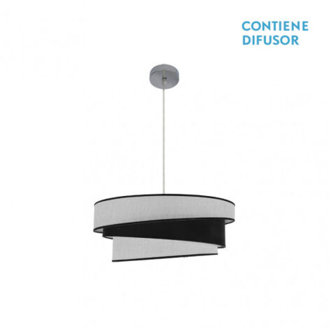 Hara Suspension 2xe27 Chrome/blanc-noir Regx50x50 Cm