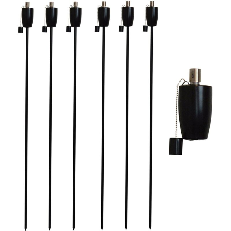 Harbour Housewares Metal Garden Torches - Barrel - Black - Pack of 6