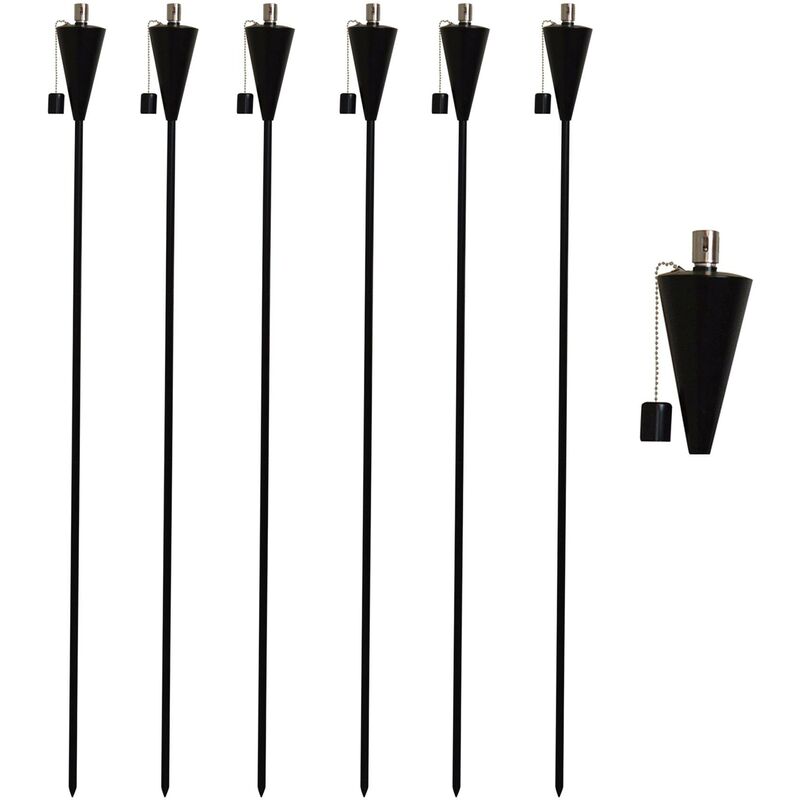 Harbour Housewares Metal Garden Torches - Cone - Black - Pack of 6