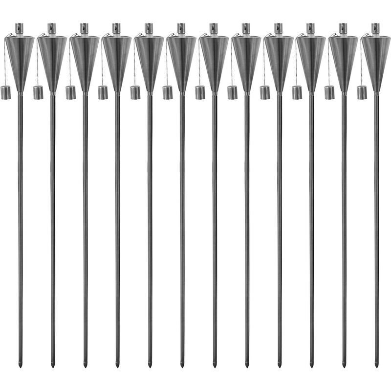 Harbour Housewares Metal Garden Torches - Cone - Silver - Pack of 12
