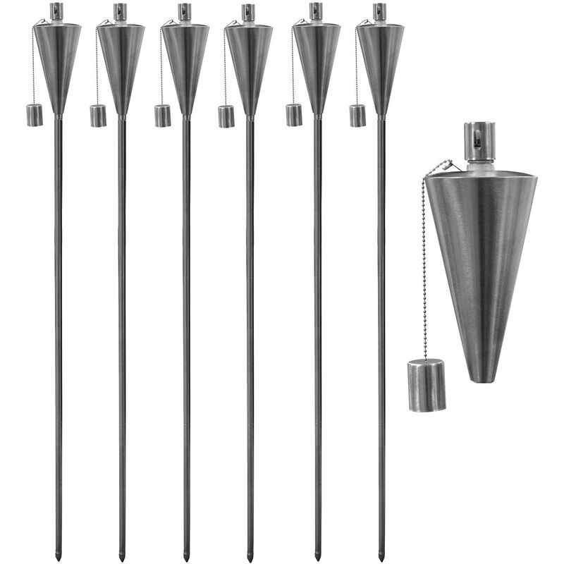 Harbour Housewares Metal Garden Torches - Cone - Silver - Pack of 6