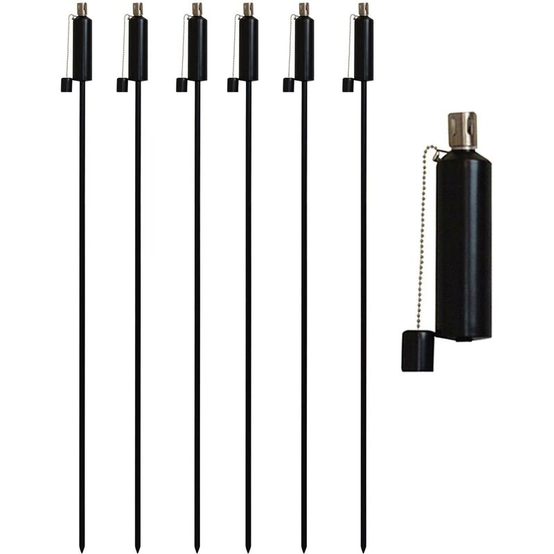 Harbour Housewares Metal Garden Torches - Cylinder - Black - Pack of 6