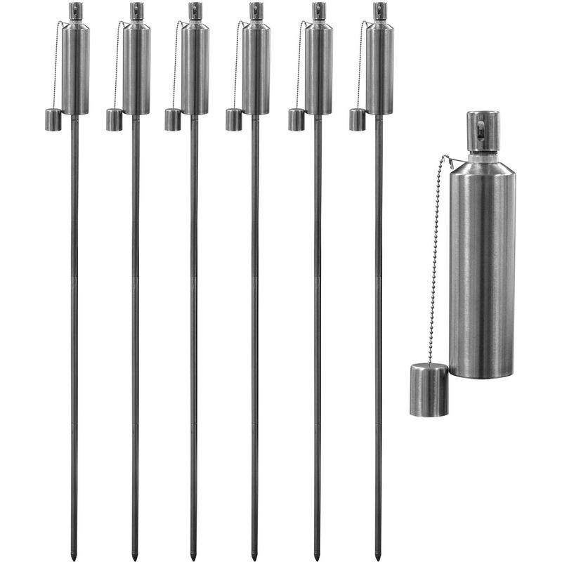 Harbour Housewares Metal Garden Torches - Cylinder - Silver - Pack of 6