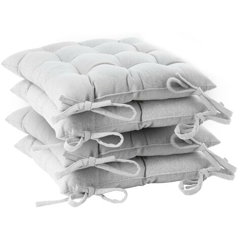 Harbour Housewares Square Garden Chair Seat Cushions - Grey - Pack of 4