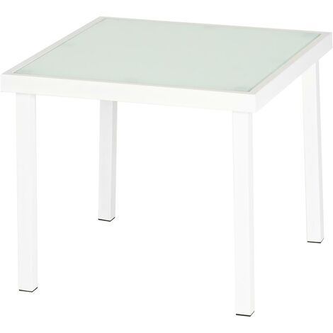 main image of "Harbour Housewares Sussex Garden Side Table - Metal Outdoor Patio Furniture - 44 x 44cm - White"