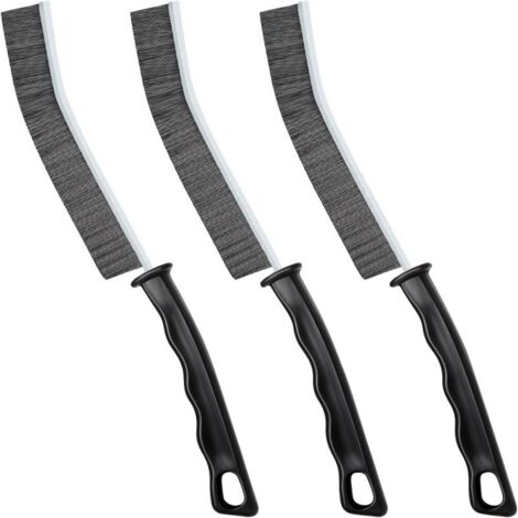 Hard Hair Gap Cleaning Brush Set Black (3 Pack) Multifunctional Dead Angle Cleaning Brush Suitable for Kitchen and Bathroom Tiles, Door and Window Gaps