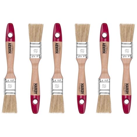 HARDY WORKING TOOLS Flachpinsel-Set 6-teilig, 6 Stück – 25 mm Breite, Malerpinsel Set mit Holzgriff, Lackpinsel Serie 36, 6PCS, Pinselset A0200-360610