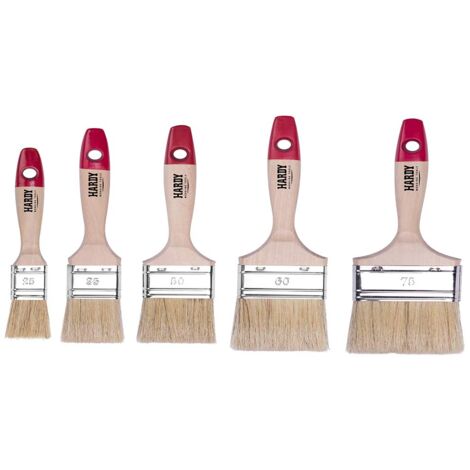 HARDY WORKING TOOLS Pennellesse Set 5-sezioni, 1 pezzi – 25, 35, 50, 60, 75 mm Larghezza, Pennello Set con manico in legno, Pennello di verniciatura Serie 36, 5PCS, Pennellessa kit A0285-060100