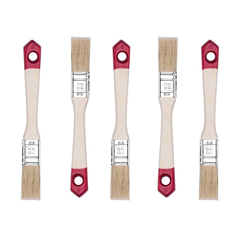 Image of HARDY WORKING TOOLS Pennellesse Set 5-sezioni, 5 pezzi – 20 mm Larghezza, Pennello Set con manico in legno, Pennello di verniciatura Serie 40, 5PCS,