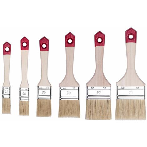HARDY WORKING TOOLS Pennellesse Set 6-sezioni, 1 pezzi – 20, 25, 35, 50, 60, 75 mm Larghezza, Pennello Set con manico in legno, Pennello di verniciatura Serie 40, 6PCS, Pennellessa kit A0284-060100