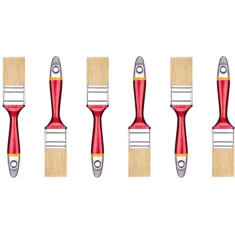HARDY WORKING TOOLS Pennellesse Set 6-sezioni, 6 pezzi – 35 mm Larghezza, Pennello Set con manico in legno, Pennello di verniciatura Serie 33, 6PCS, Pennellessa kit A0200-330615