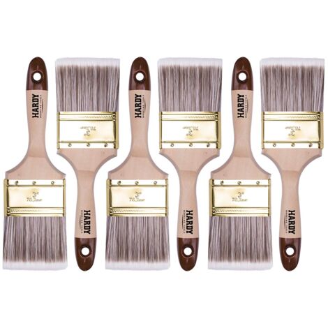HARDY WORKING TOOLS Pennellesse Set 6-sezioni, 6 pezzi – 75 mm Larghezza, Pennello Set con manico in legno, Pennello di verniciatura Serie 45, 6PCS, Pennellessa kit A0205-450630