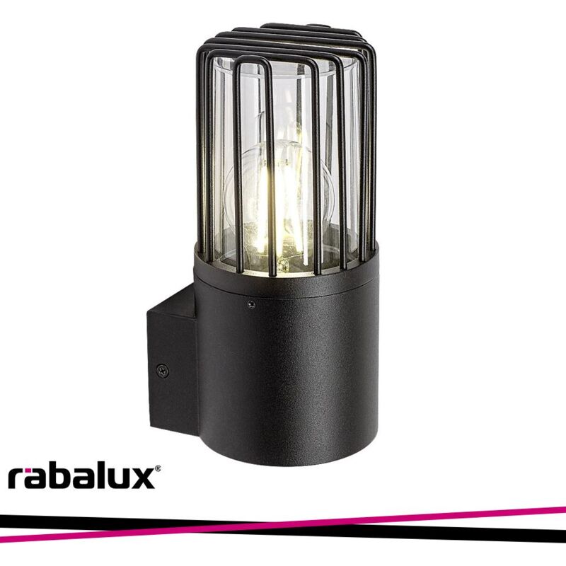 Image of Rabalux - haren, outdoor wall lamp, black aluminium lamp with transpar