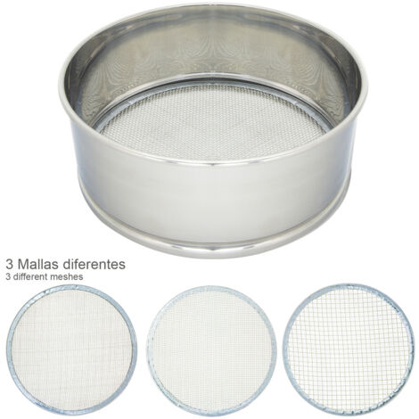 Harinero Tamizador Acero inoxidable Ø 20 cm. Con 3 Mallas Intercambiables