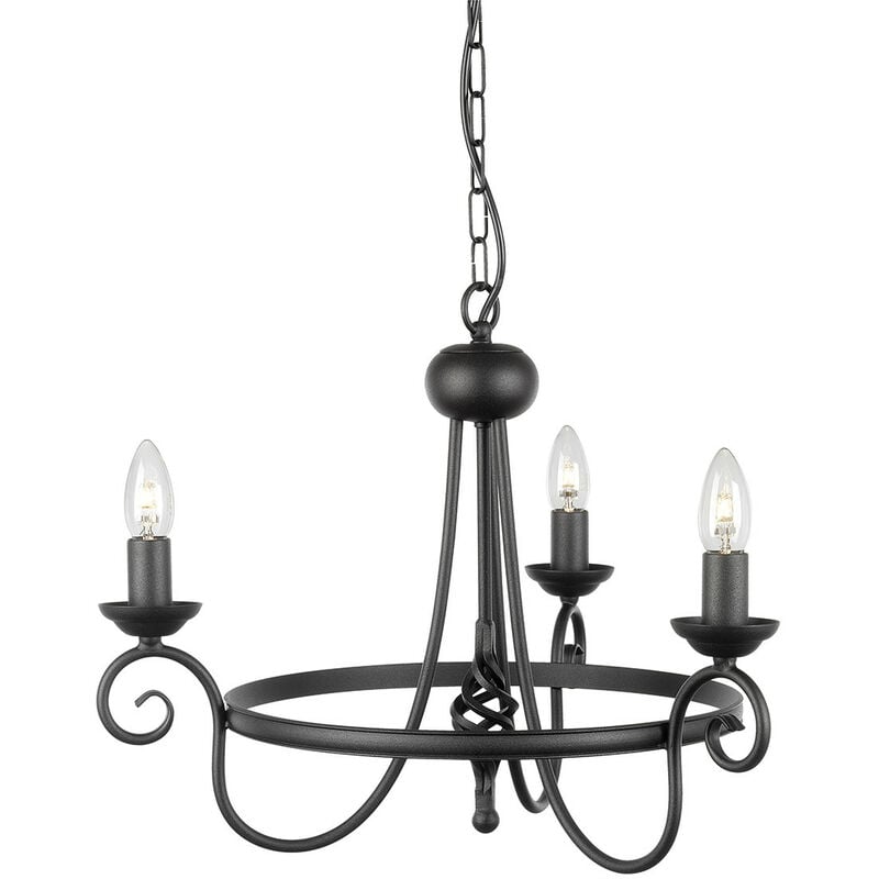 Harlech - Chandelier 3 Light Black Finish - Elstead