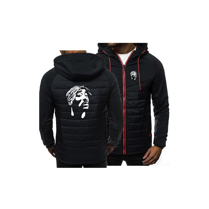 Harlso veste à capuche polaire zippée pour homme pour 2PAC sports coupe-vent sweat-shirt d'hiver chaud épais cardigan avec cordo
