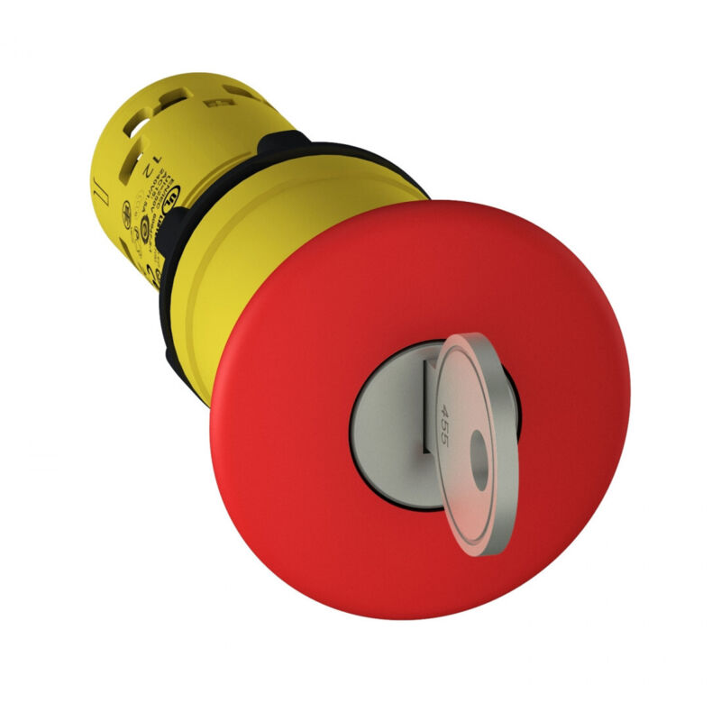 Schneider Electric - Xb7ns9445 Schneider - Bouton D'arrêt D'urgence à Clé - Tête ø40 - Trou ø22 - 1no+1nf - Harmony Xb7