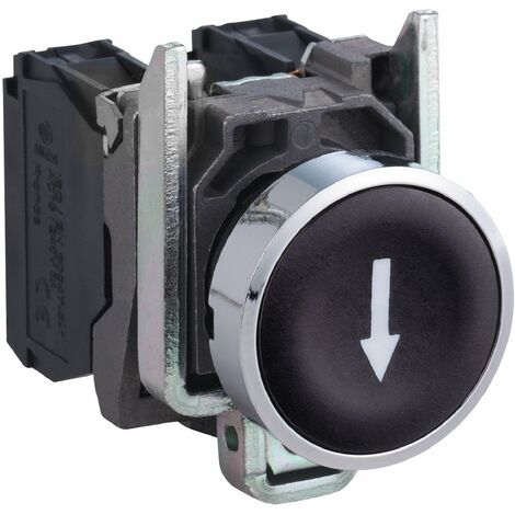 Harmony bouton-poussoir noir Ø22 retour à ressort encastré noir flèche bas 1NO - XB4BA3351
