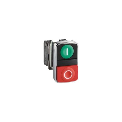 Harmony bt-pous Ø22 double touche, ressort de rappel vert + rouge IP66, IP69 K - XB4BL73415