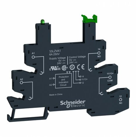 Support relais Schneider Electric série SSLZ 5 contacts, Rail DIN, 5 → 24V c.c. ( Prix pour 1 )