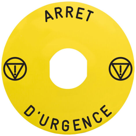 Harmony étiq plate jaune logo EN 'ARRET D'URGENCE' diam. 60 pr ZBZ1605 SCHNEIDER ZBY9130M