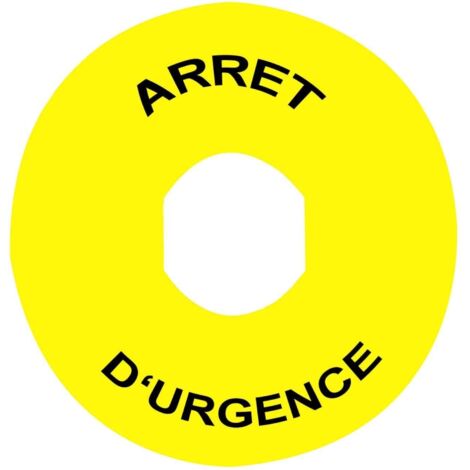 Harmony étiquette circulaire diam. 90mm jaune logo EN13850 ARRET D'URGENCE SCHNEIDER ZBY8130