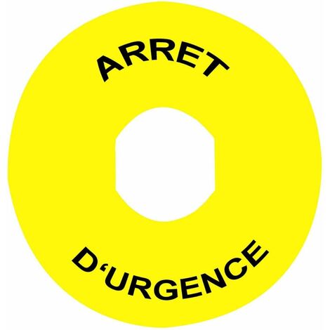 Harmony étiquette circulaire diam. 90mm jaune logo EN13850 ARRET D'URGENCE SCHNEIDER ZBY8130