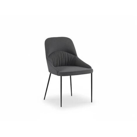 Harmony, Set di 4 sedie in tessuto easy-clean Grigio Scuro (54cm X 63cm H. 89cm)  Duzzle