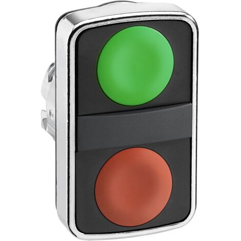 Harmony tête bt-pous double touche Ø22 vert + rouge non marqué IP66, IP69 K - ZB4BA7340