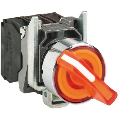 Harmony XB4 - bouton à manette lum - Ø22 - 2 pos fix - orange - 1O+1F - 230V - XB4BK125M5