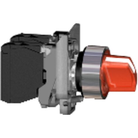Harmony XB4 - bouton à manette lum - Ø22 - 2 pos fix - rouge - 1O+1F - 230V - XB4BK124M5