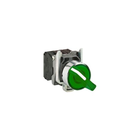 Harmony XB4 - bouton à manette lumin - Ø22 - 2 pos fix - vert - 1O+1F - 120V