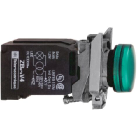Harmony XB4 - voyant direct - pour BA9s - 250VAC - Ø22 - cabochon lisse vert  - XB4BV63