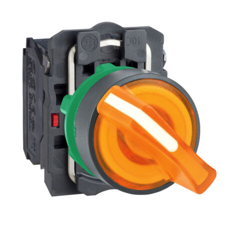 Harmony XB5 - bouton à manette lum - Ø22 - 2 pos fix - orange - 1O+1F - 230V - XB5AK125M5