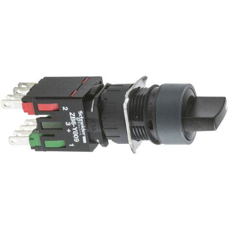 Harmony XB6 bouton tournant diam. 16mm à manette 2 positions 1O+1F noir SCHNEIDER XB6AD225B