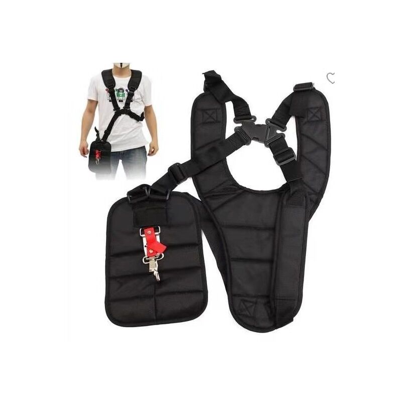 Ensoleille - Harnais à Double Bandoulière Rembourrée Boutonnage Sécurité Bretelles pour Débroussailleuse Tondeuse et Taille-Bordures Épaule