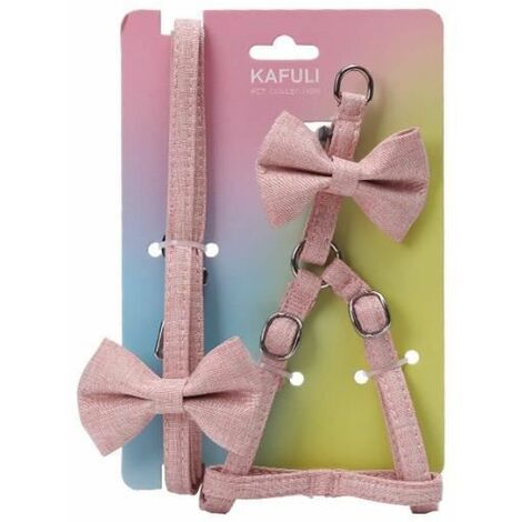 Harnais animal,Ensemble de harnais et laisse pour chat,réglable,Double couche,Rose -Width 1.0cm FUIENKO