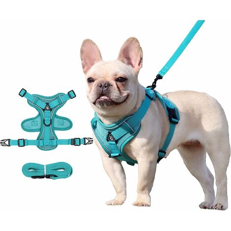 Harnais anti-traction pour chien avec 2 clips de laisse, réglable, réfléchissant, pour animaux de compagnie de petite, moyenne et moyenne taille (taille XL, bleu lac),ladacèe
