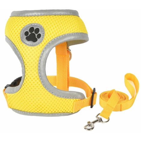 Harnais anti-traction pour chien, harnais de gilet réfléchissant pour chien Sangle de poitrine réglable, confortable, légère et respirante avec laisse de contrôle facile pour chiens de petite à moyenn