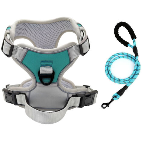Harnais anti-traction pour chien taille M avec laisse pour promenade et sécurité