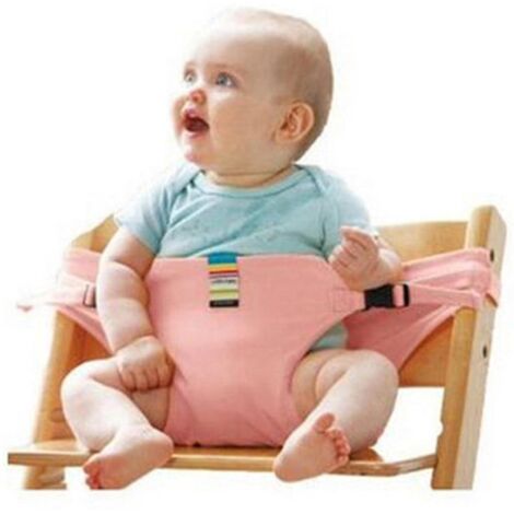 Harnais/ceinture de chaise de salle à manger portable et sécuritaire rose