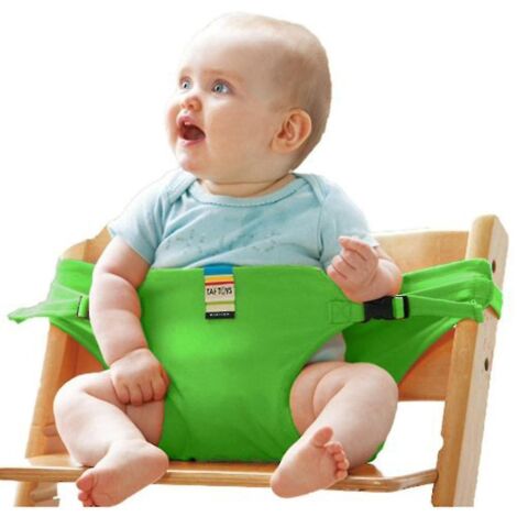 Harnais/ceinture portable et sécuritaire pour chaise de salle à manger vert