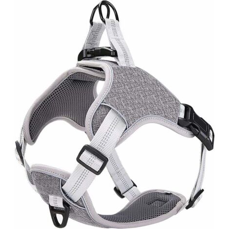 Harnais Chien Anti Traction Moyenne Taille Réfléchissant Réglable Respirant Gris M