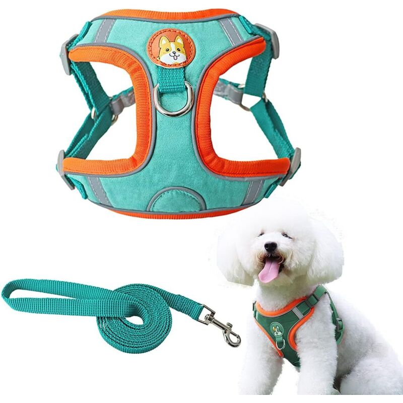 Harnais Chien Harnais de Marche Réglable Harnais et Gilet de Poitrine Respirant Rembourré Doux Réfléchissant pour Petits Moyens Chiens Chat