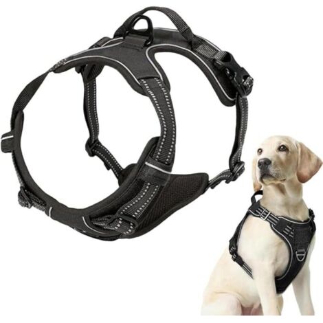Harnais Chien M, Harnais Anti Traction pour Chien, Facile à Mettre, avec Poignée Contrôle, Arnet pour Chien Réfléchissant,