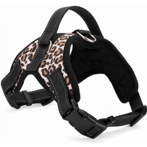 Harnais Chien Petit - Taille S - Coloris Leopard - Réglable,Rembourré Et Doux Avec Poignée - Top Qualite