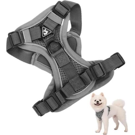 Harnais Chien Petite Moyen Grand Taille, Harnais Animalin Anti Traction, Harnais Chat Réfléchissant avec 1,5m Laisse, Pet Harness(S)
