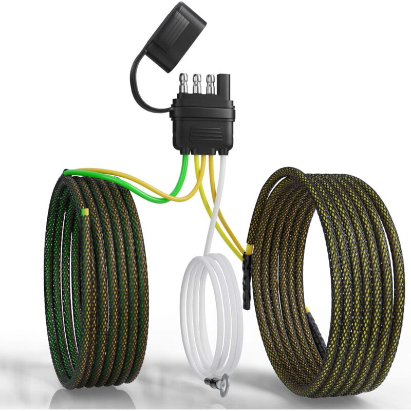 Harnais de câblage de remorque à 4 épingles 5 fils 22FT pour le recablage des lampes arrière des deux côtés, Kit de lumière de remorque Wishbond en