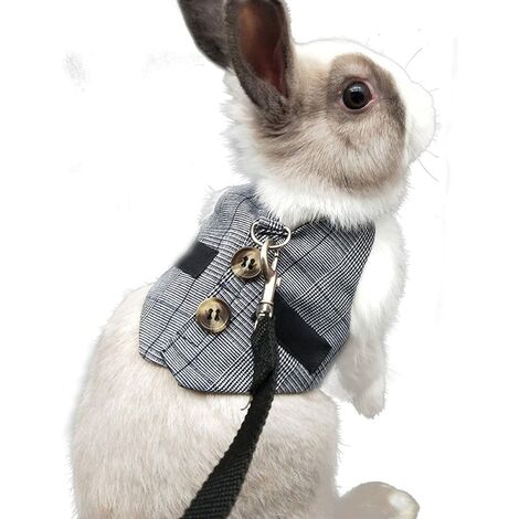 Harnais de Costume Ajustable de Lapin, Harnais pour Petit Animal et Jeu de Laisse ， pour Petits Animaux Lapin Hamsters Chats （Gris L） Carivent